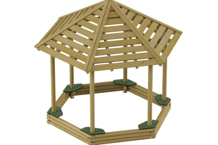 Hố cát Hexagonal covered sandbox with seats