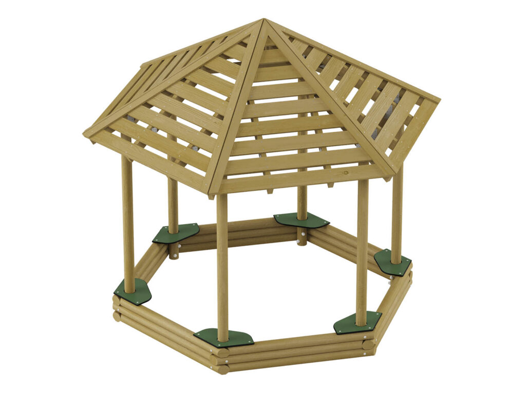 Hố cát Hexagonal covered sandbox with seats