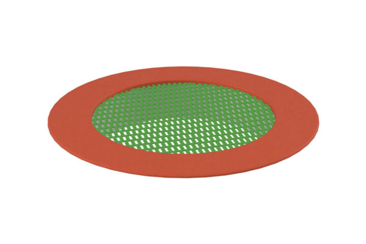 Trampoline Large Crater Trampoline, green mat, red rim