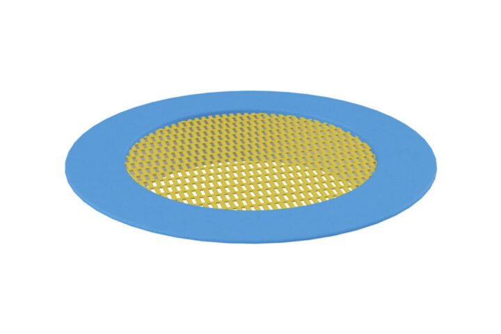 Trampoline Large Crater Trampoline, yellow mat, blue rim