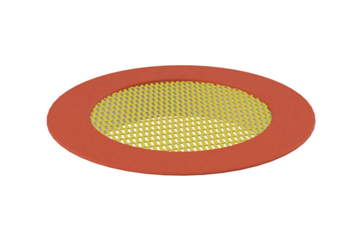 Trampoline Large Crater Trampoline, yellow mat, red rim