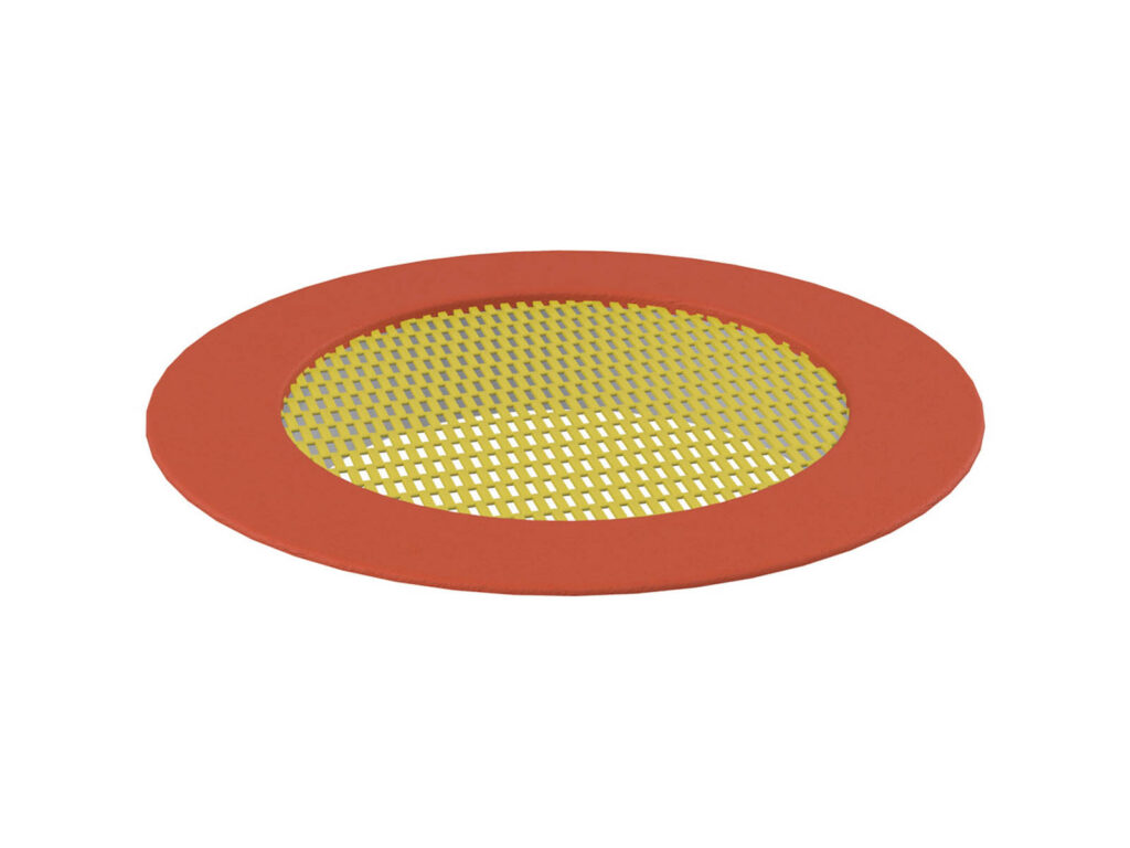 Trampoline Large Crater Trampoline, yellow mat, red rim