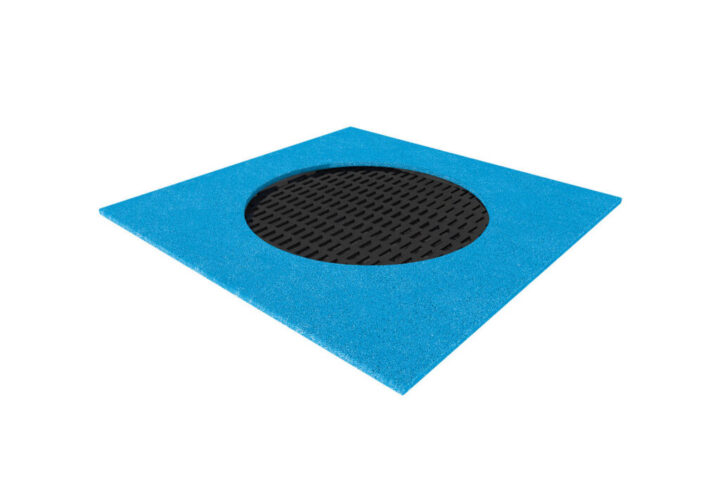 Trampoline Large square crater trampoline, black mat, blue rim