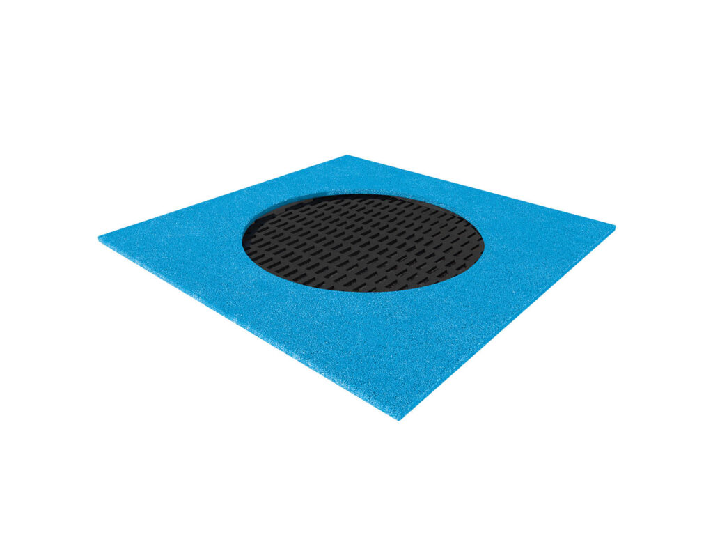 Trampoline Large square crater trampoline, black mat, blue rim