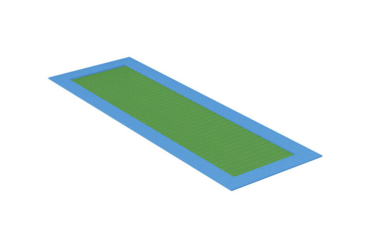 Trampoline Long Trampoline, green mat, blue rim