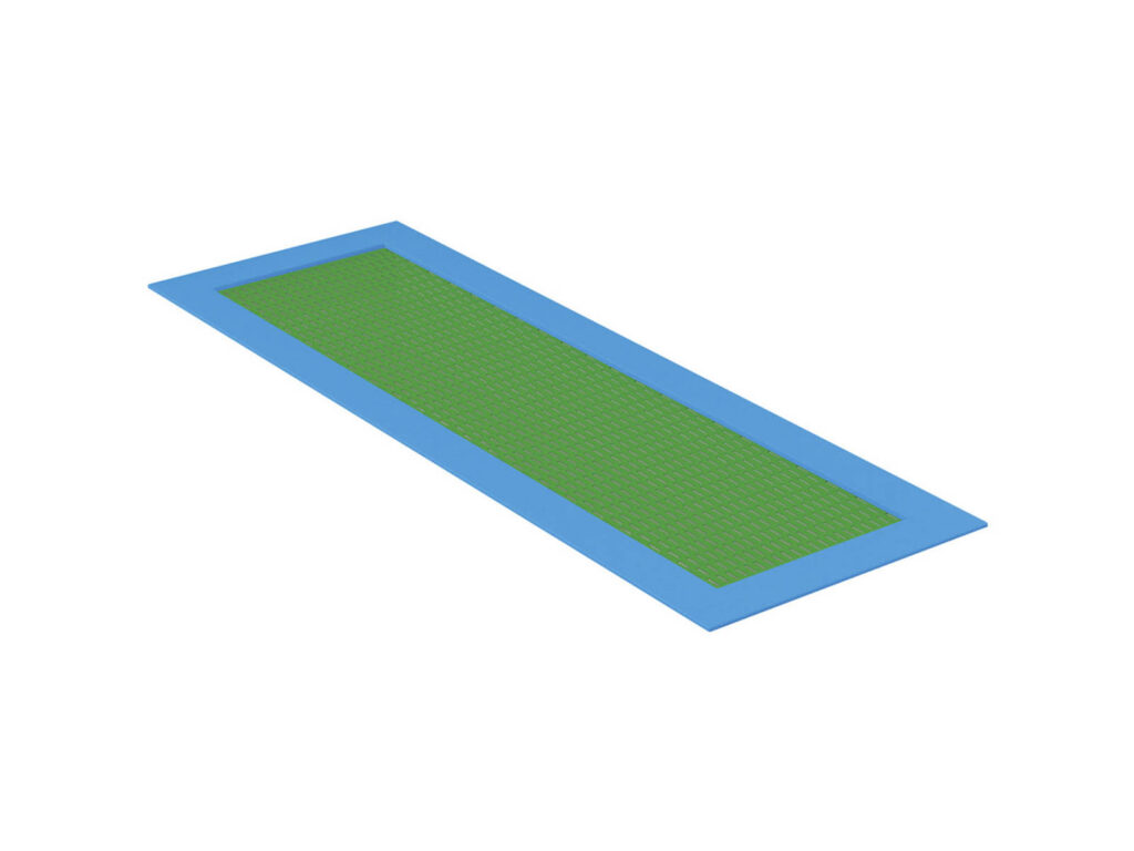 Trampoline Long Trampoline, green mat, blue rim